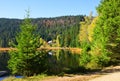 Moraine lake Kleiner Arbersee in National park Bavarian forest.