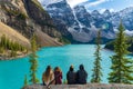 Moraine Lake Rockpile Trail in summer sunny day. Banff National Park