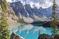 Moraine lake in the Rocky Mountains, Alberta, Canada Royalty Free Stock Photo