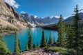 Moraine lake in Rocky Mountains, Canada.