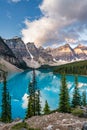 Moraine lake at sunrise, Banff. Canadian Rockies, Alberta, Canada Royalty Free Stock Photo