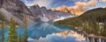 Moraine Lake at sunrise, Banff National Park, Canada Royalty Free Stock Photo