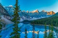 Moraine lake sunrise in summer. Royalty Free Stock Photo