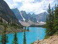 Moraine Lake in Valley of Ten Peaks in the Canadian Rocky Mountains, Banff National Park, Alberta Royalty Free Stock Photo