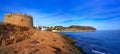 Moraira Castle and skyline in Teulada of Alicante Royalty Free Stock Photo