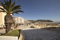 Moraira, Costa Blanca, Spain -20 February: Mediterranean coast in the resort town, overlooking the promenade and the harbor with Royalty Free Stock Photo