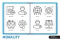 Morality infographics linear icons collection