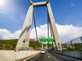 Morandi Bridge in Genova, Italy. Car traffic on a beautiful day