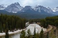 Morant`s Curve and Bow River in Banff National Park, Alberta, Canada Royalty Free Stock Photo