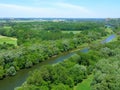 Morava river in the lower reaches, top view