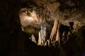 Moravian Karst. Stalactites, stalagmites and streak formations in cave of Balzarca. Czech Republic Royalty Free Stock Photo