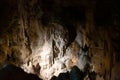 Moravian Karst. Stalactites, stalagmites and streak formations in cave of Balzarca. Royalty Free Stock Photo