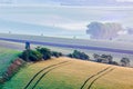 Moravian rolling landscape with hunting tower