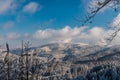 Moravskoslezske Beskydy mountains during freezing winter day