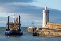 This is the Moray Council owned Dredger boat called Selkie arriving back at Buckie