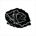 Moray eel emerging from rocky crevice black silhouette illustration Royalty Free Stock Photo