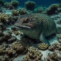 The moray eel is a sleek and stealthy predator with a long snake-like body . Royalty Free Stock Photo