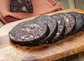 Morcilla de Burgos is a sausage made from rice and pork blood, onion, lard, salt, pepper, paprika, oregano. Tapas typical of Royalty Free Stock Photo