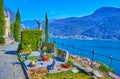 Lake Lugano from the Monumental Cemetery, on March 25 in Morcote, Switzerland Royalty Free Stock Photo