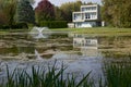 Morden design residential building with a pond in Ontario, Canada