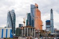 Mordern skyscrapers at the bank of The Moskva River, in the downtown of Moscow city, Russia