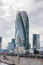 Mordern skyscrapers at the bank of The Moskva River, in the downtown of Moscow city, Russia