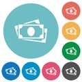 More banknotes flat round icons