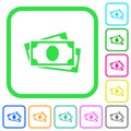 More banknotes with portrait vivid colored flat icons