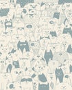 More cats - funny quote design with different cats. Funny kitten poster. illustration with a lot of cartoon cats. life is better