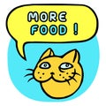 More food! Cartoon Cat Head. Speech Bubble.