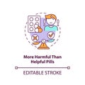 More harmful than helpful pills concept icon
