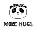 More hugs scandinavian cartoon cute panda. Nordic funny print for nurcery room. Vector cartoon card Royalty Free Stock Photo