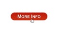 More info web interface button clicked with mouse cursor, wine red color, online Royalty Free Stock Photo