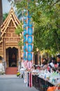 More monks with give alms bowl which came out of the offerings in the morning at Buddhist temple, Culture Heritage Site