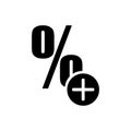 More percentage plus button icon vector sign and symbol isolated on white background, More percentage plus button logo concept
