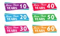 More than 10, 20, 30, 40, 50, 60, years tags for company, business an experiences