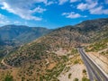 Moreas Motorway at Artemisio mount. A7 begins just west of the Isthmus of Corinth, branching off from Greek National Road 8A Royalty Free Stock Photo
