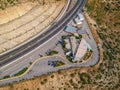 Moreas Motorway at Artemisio mount. A7 begins just west of the Isthmus of Corinth, branching off from Greek National Road 8A