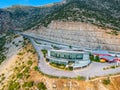 Moreas Motorway at Artemisio mount. A7 begins just west of the Isthmus of Corinth, branching off from Greek National Road 8A Royalty Free Stock Photo