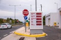 Moreas Motorway-A7, GREECE - May 1, 2022: Prices sign at Shell petrol station in Moreas Motorway to ATHENS direction