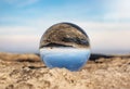 Morecambe Bay, Morecambe, Lancashire, as seen through a crystal photography ball