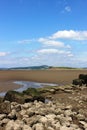 Morecambe Bay sands at low tide at Hest Bank Royalty Free Stock Photo