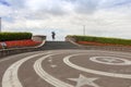 Whimsical statue of famous British comedian Eric Morecambe.