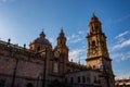 Morelia Cathedral in Michoacan, Mexico against a blue sky Royalty Free Stock Photo