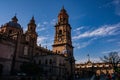 MORELIA, MEXICO - Mar 06, 2020: Cathedral of Morelia, Mexico. Blue sunny day with some clouds in the sky Royalty Free Stock Photo