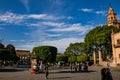 MORELIA, MEXICO - Mar 06, 2020: Cathedral of Morelia, Mexico. Blue sunny day with some clouds in the sky Royalty Free Stock Photo