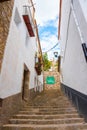 Morella street and stone stairs leading the Poet`s garden, SPain