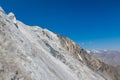 Morene stones and snow summit mountain peaks Royalty Free Stock Photo