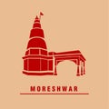 Moreshwar Ganapati temple vector icon. Ashtavinayak Ganesh Mandir icon