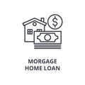 Morgage, home loan line icon, outline sign, linear symbol, vector, flat illustration